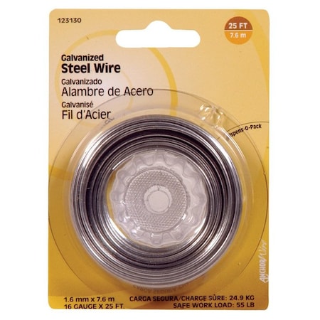 Hillman 25 ft. L Galvanized Steel 16 Ga. Wire, PK10 123130-N